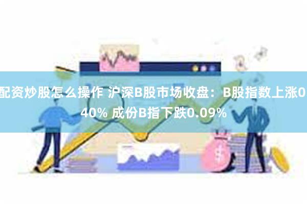 配资炒股怎么操作 沪深B股市场收盘：B股指数上涨0.40% 成份B指下跌0.09%