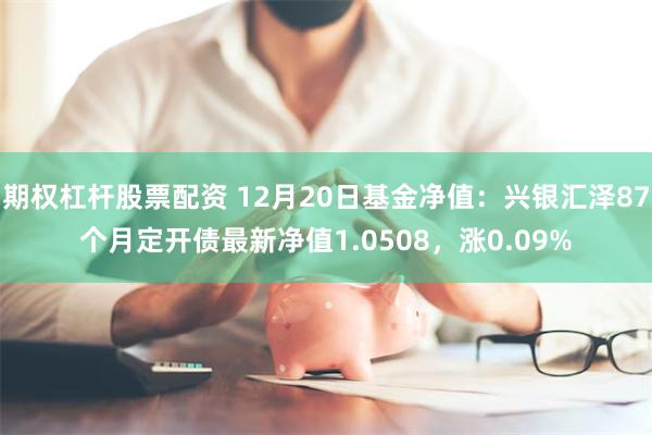 期权杠杆股票配资 12月20日基金净值：兴银汇泽87个月定开债最新净值1.0508，涨0.09%